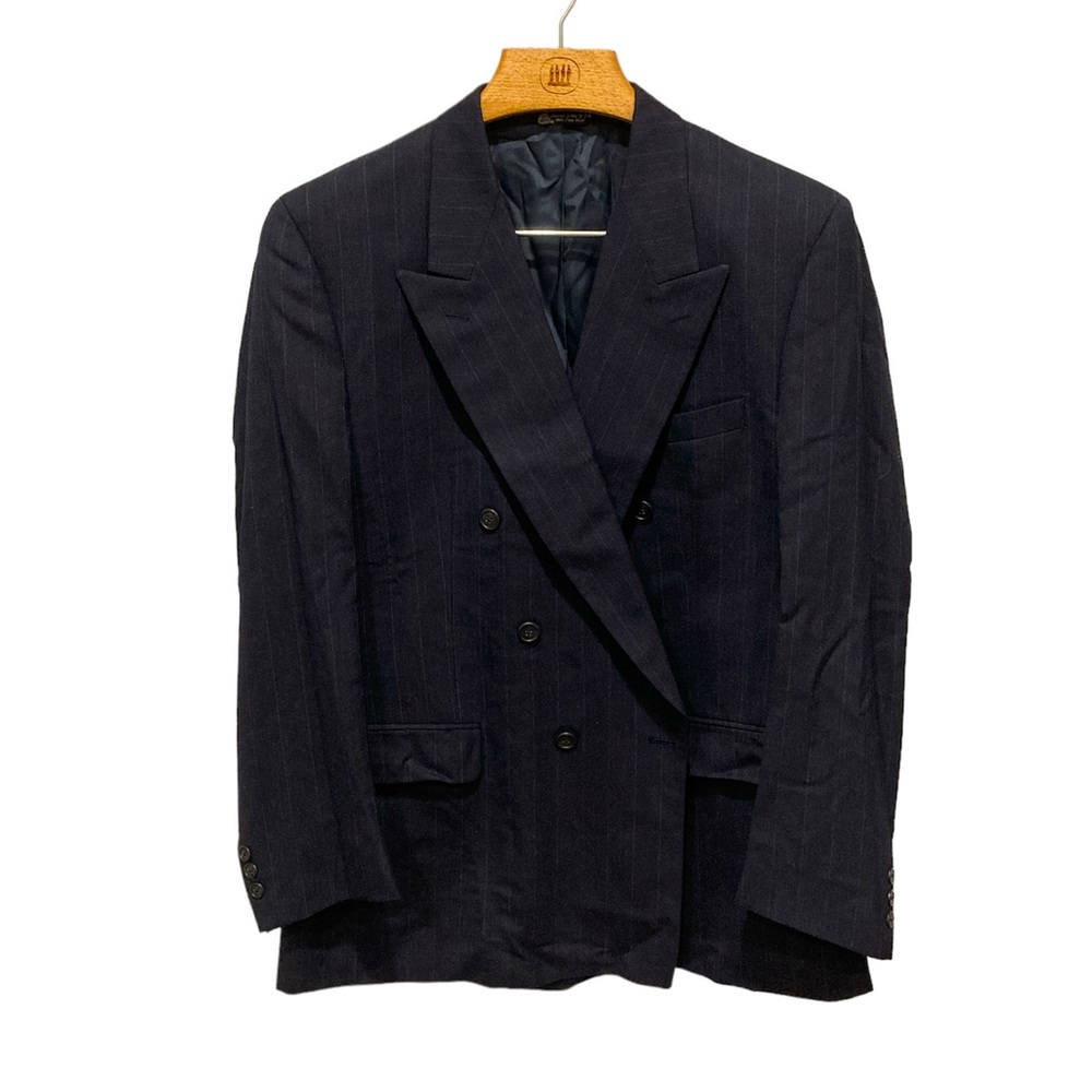 Christian Dior Double Breasted Perforated Stripe Sport Coat Size 52R Madr Italy